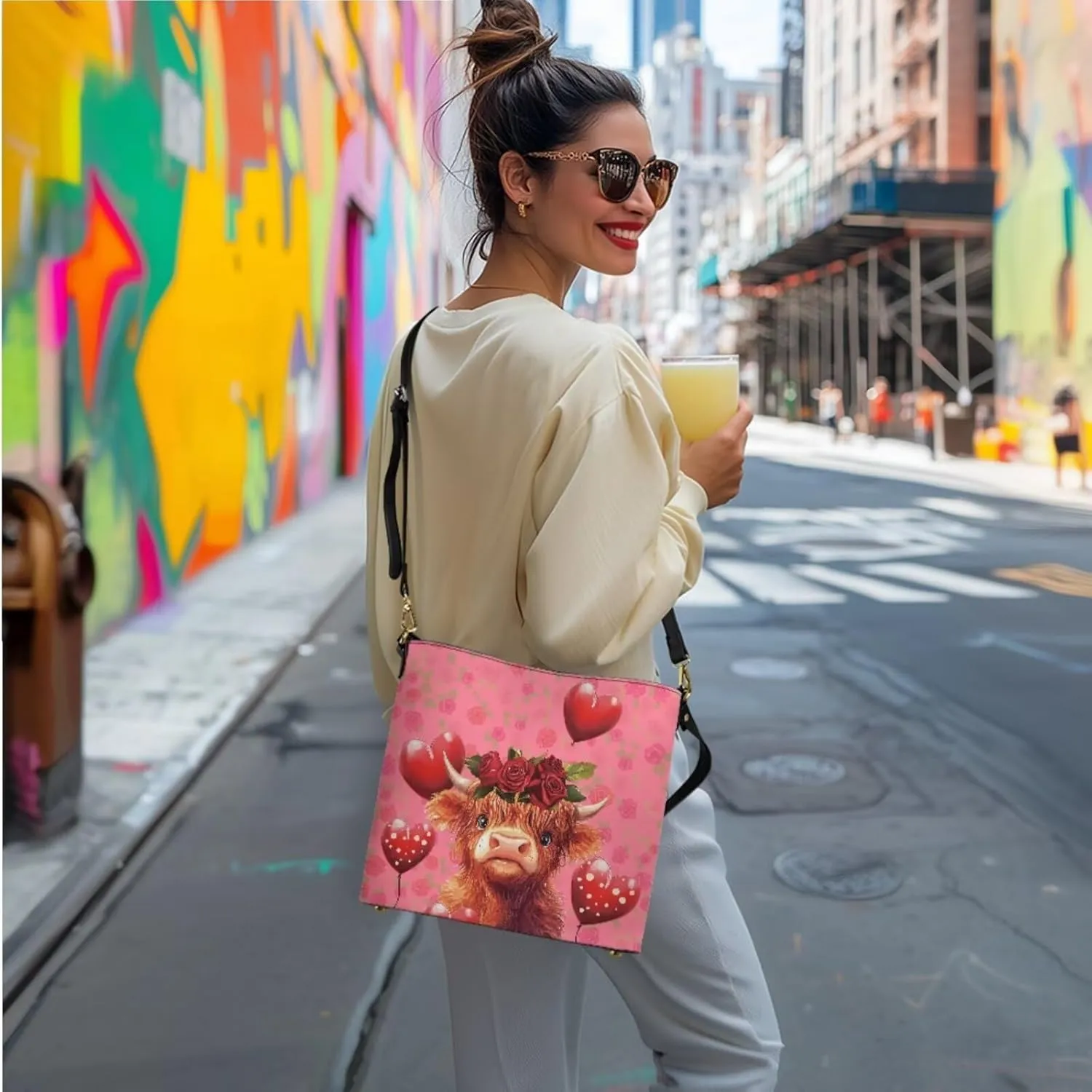 FOR U DESIGNS Women's Wristlet Handbags Top Handle Travel Crossbody Shoulder Tote Purses Sets Valentine's Day Bucket Bag