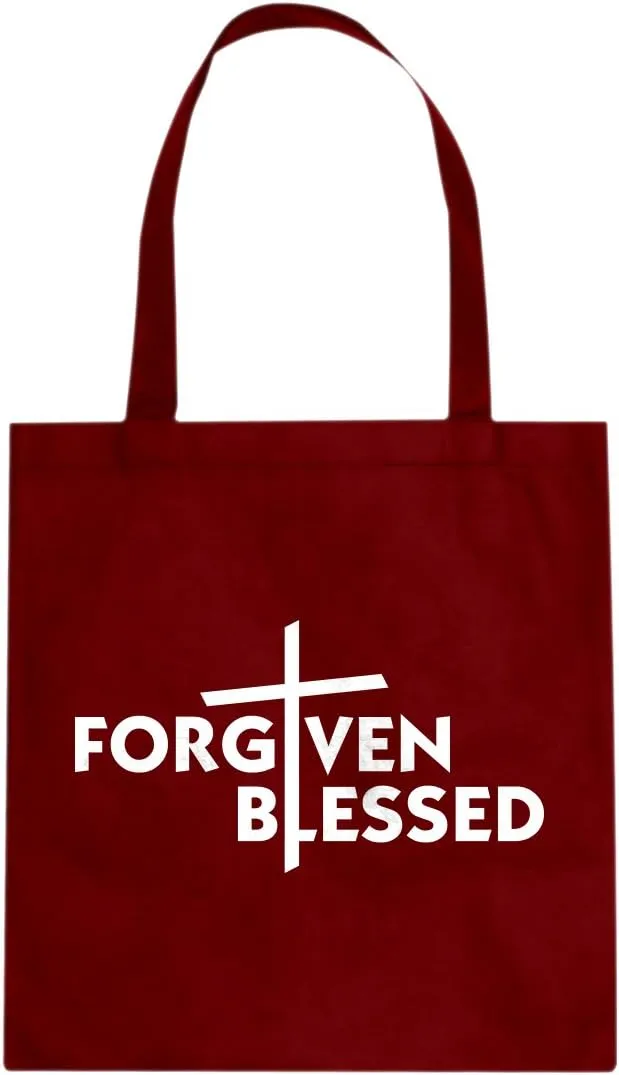 Forgiven Blessed Cross Cotton Canvas Tote Bag