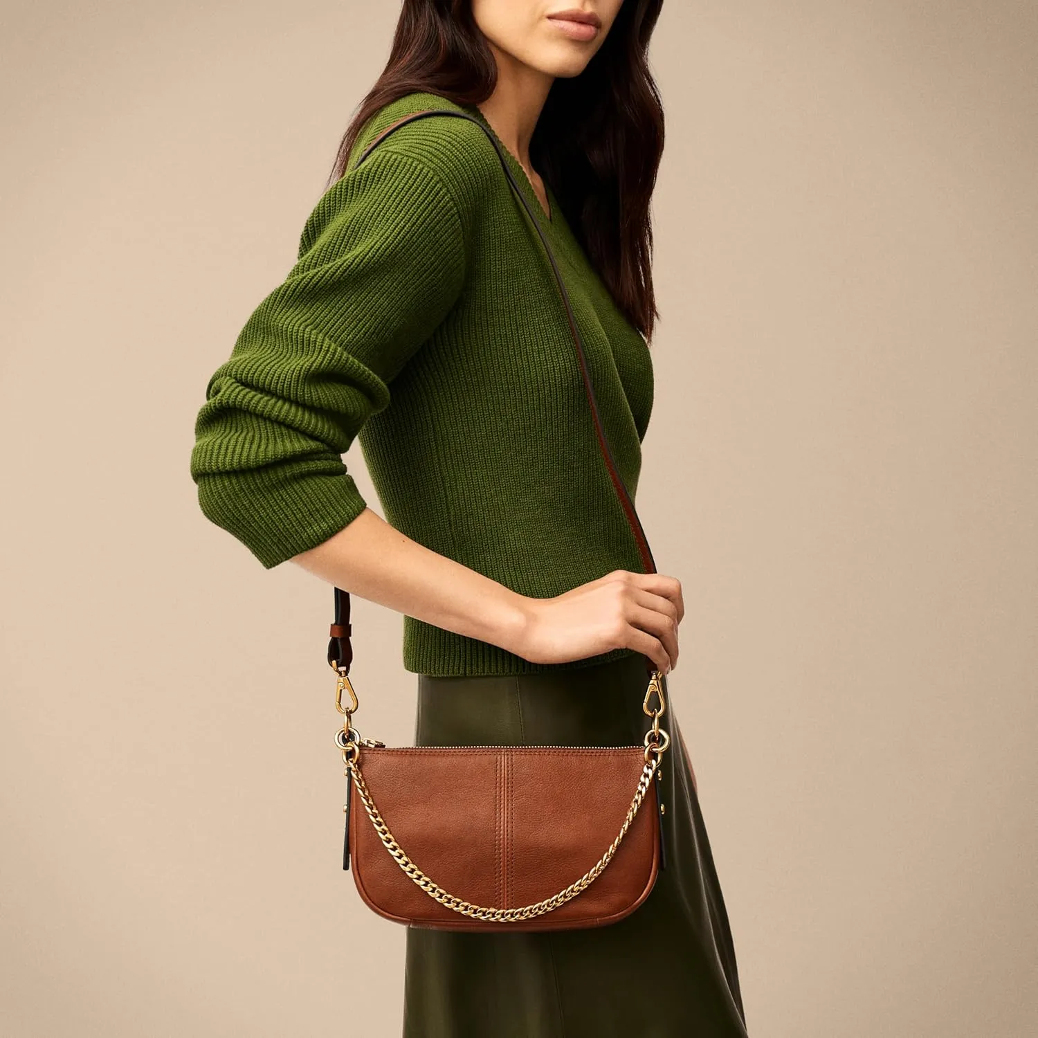 Fossil Women's Jolie Leather Small Shoulder Bag Purse Handbag for Women