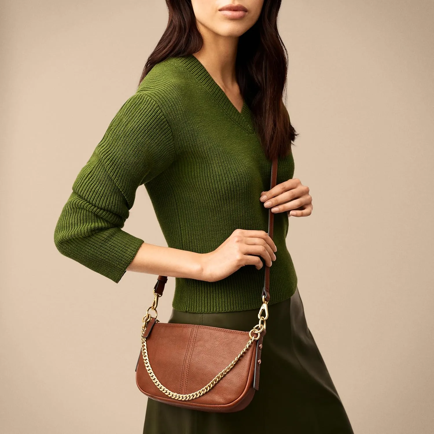 Fossil Women's Jolie Leather Small Shoulder Bag Purse Handbag for Women