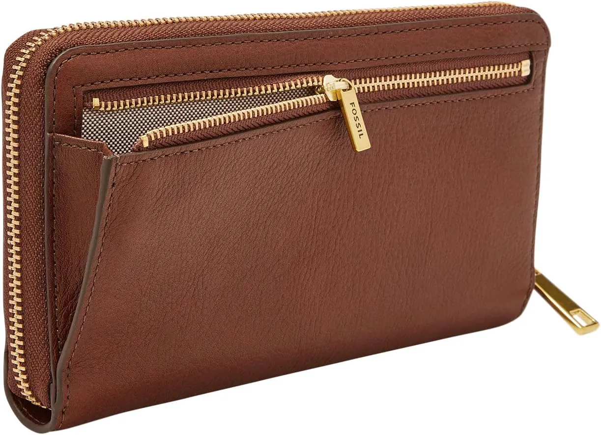 Fossil Women's Liza Leather Zip Around Clutch Wallet with Wristlet Strap
