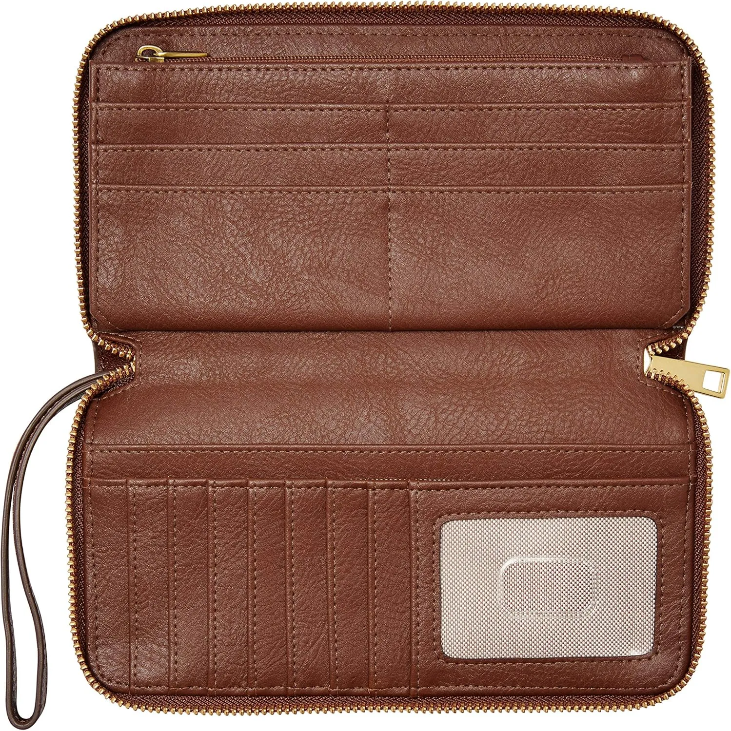 Fossil Women's Liza Leather Zip Around Clutch Wallet with Wristlet Strap