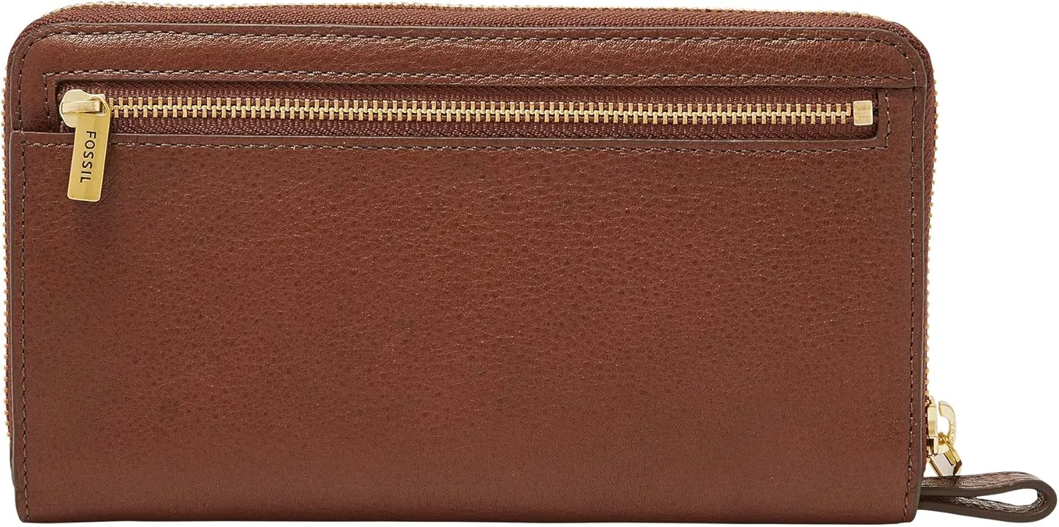 Fossil Women's Liza Leather Zip Around Clutch Wallet with Wristlet Strap