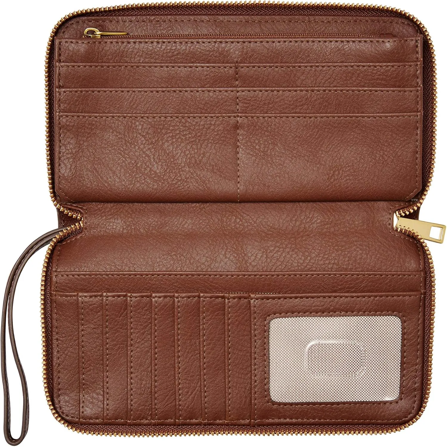 Fossil Women's Liza Leather Zip Around Clutch Wallet with Wristlet Strap