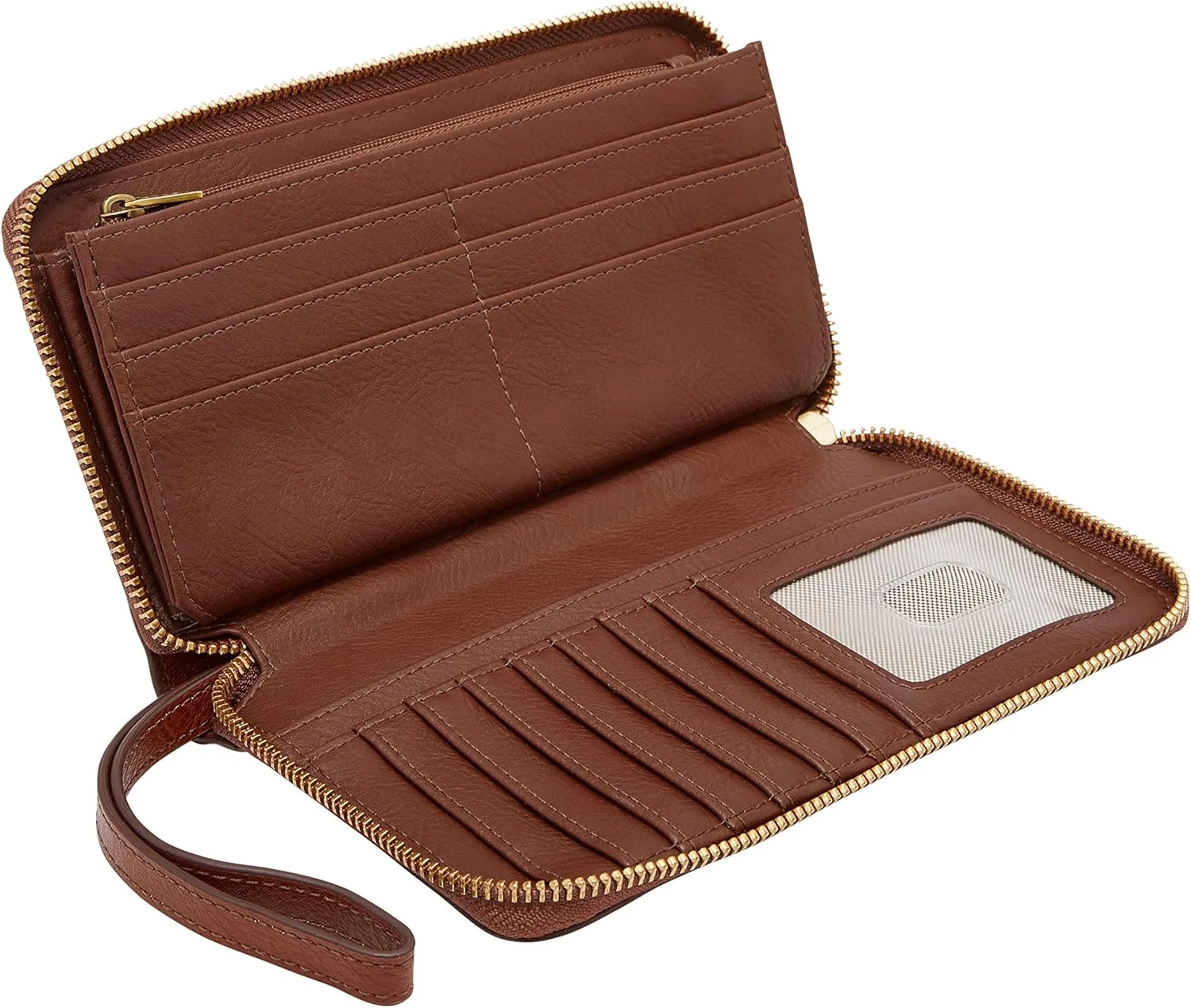 Fossil Women's Liza Leather Zip Around Clutch Wallet with Wristlet Strap