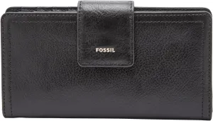 Fossil Women's Logan Leather Wallet RFID Blocking Tab Clutch, Black (Model: SL7830001)