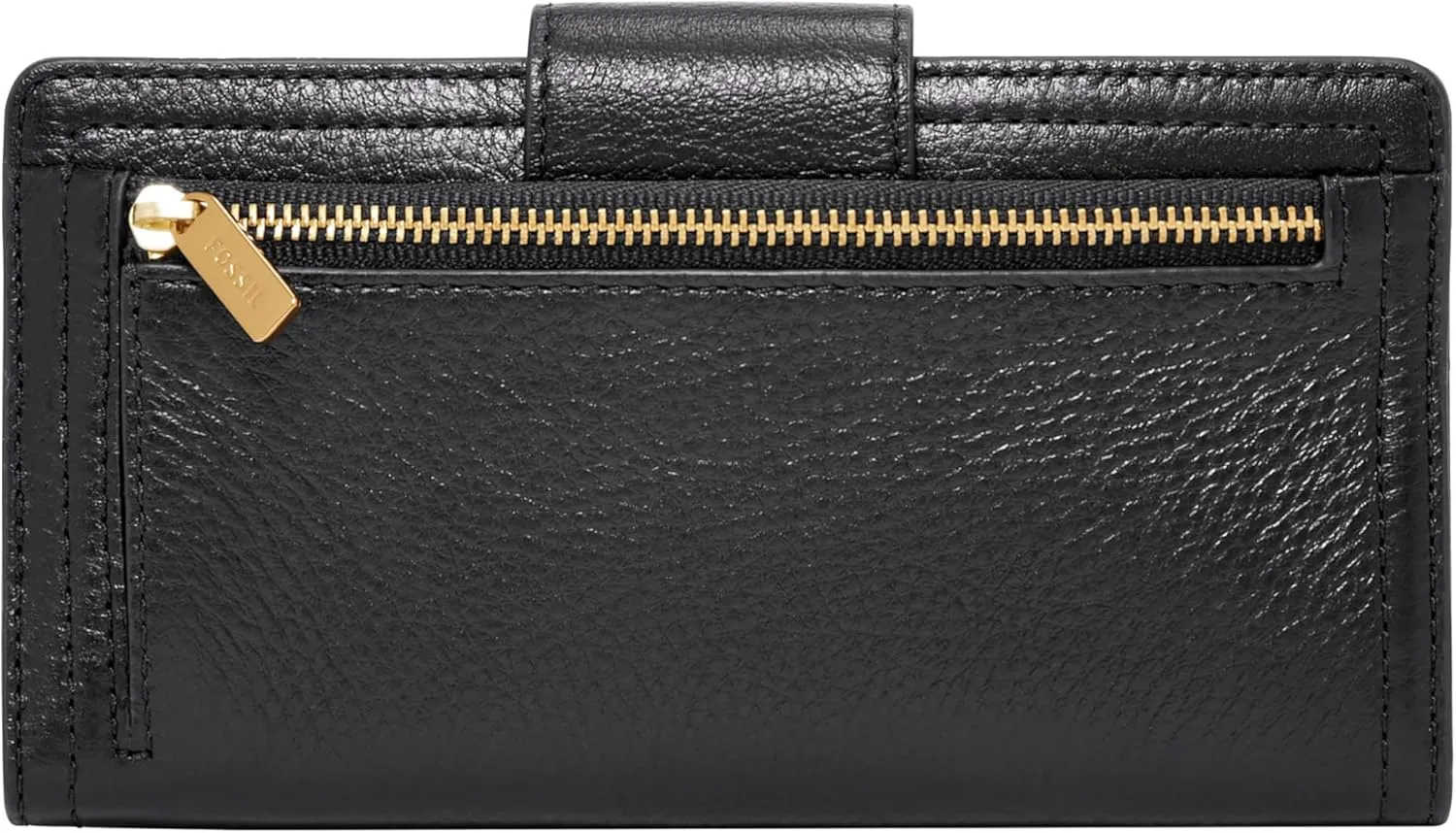 Fossil Women's Logan Leather Wallet RFID Blocking Tab Clutch, Black (Model: SL7830001)