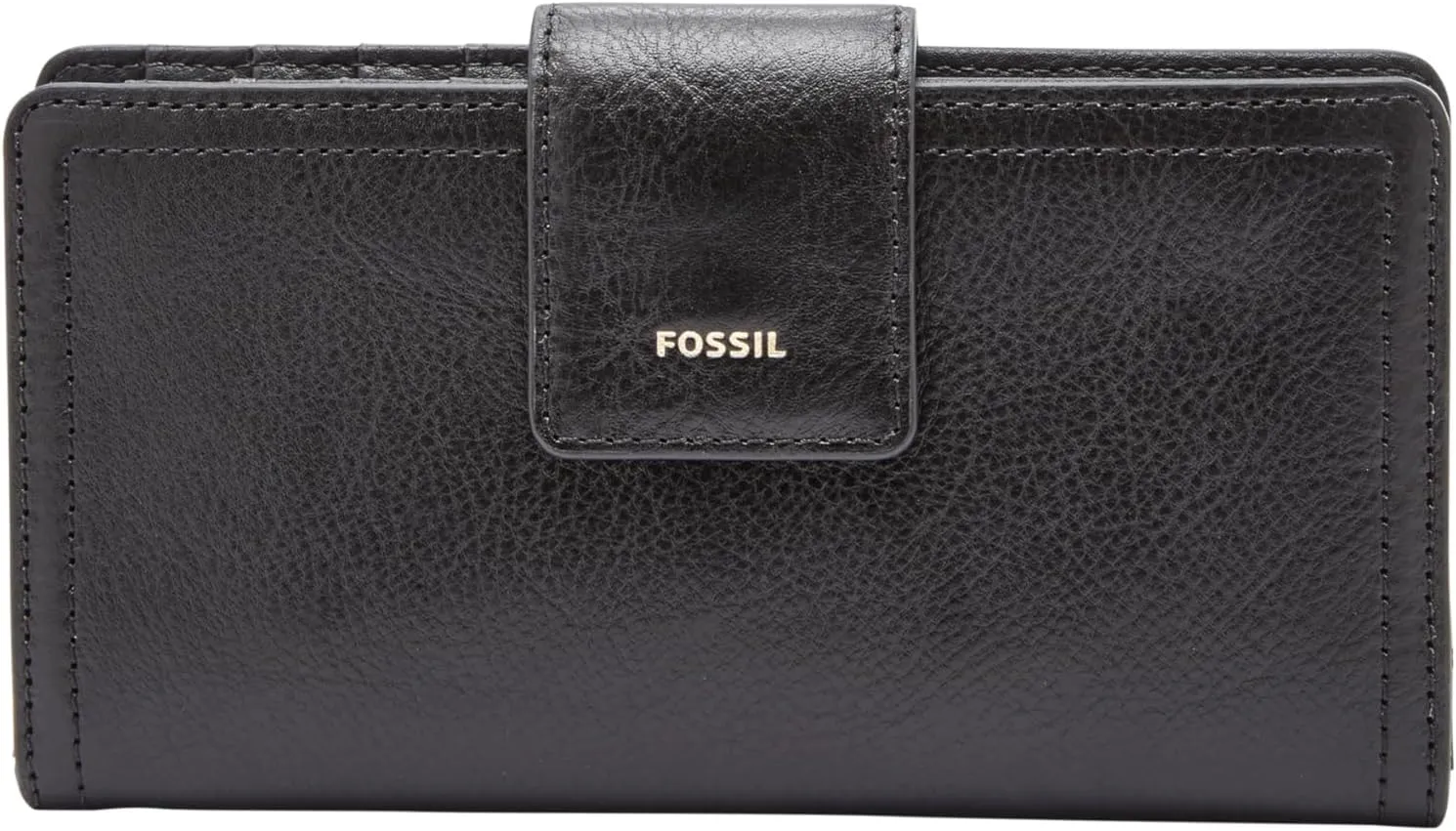 Fossil Women's Logan Leather Wallet RFID Blocking Tab Clutch, Black (Model: SL7830001)