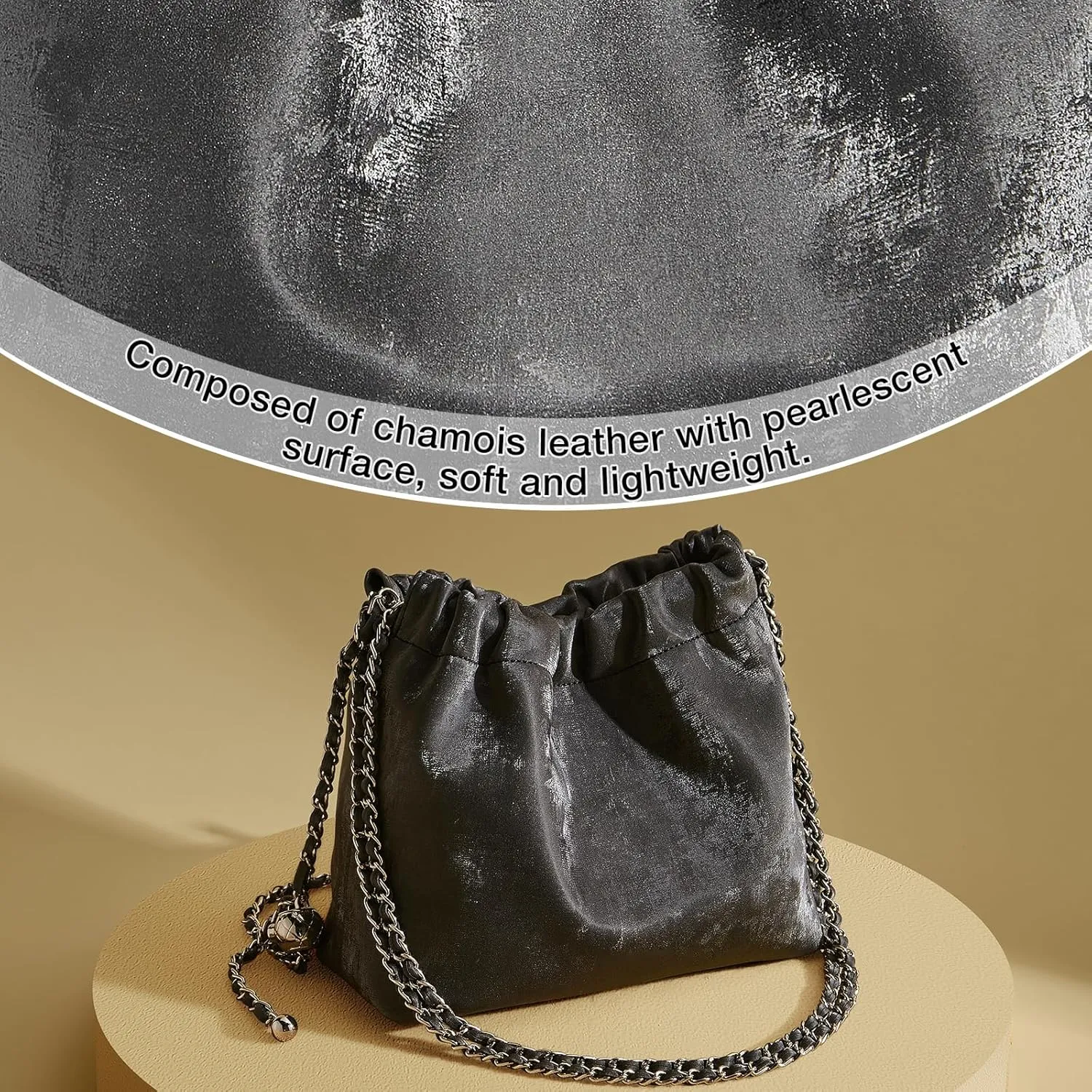 FOXLOVER Velvet Fabric Crossbody Bags for Women Medium Size Chain Strap Chamois Leather Shoulder Purses Trendy