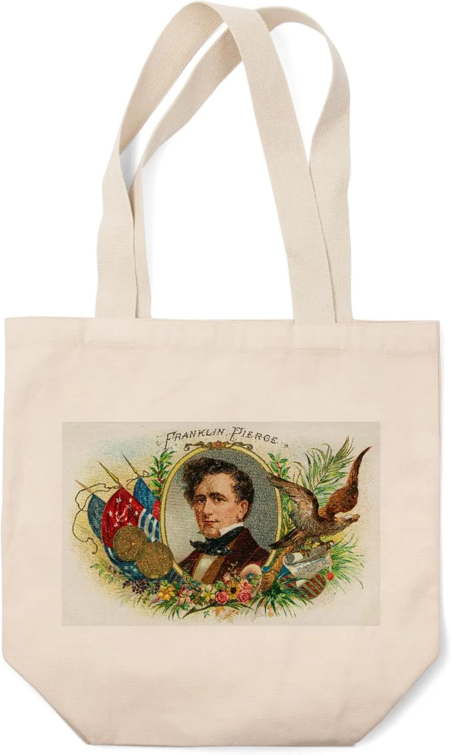Franklin Pierce Brand Cigar Box Label (100% Cotton Canvas Reusable Tote Bag)