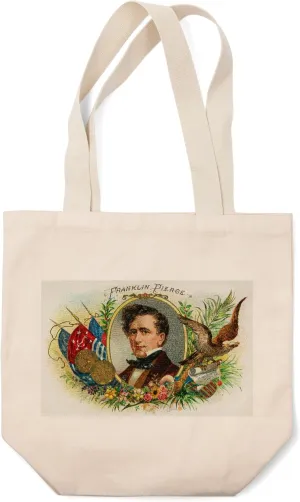 Franklin Pierce Brand Cigar Box Label (100% Cotton Canvas Reusable Tote Bag)