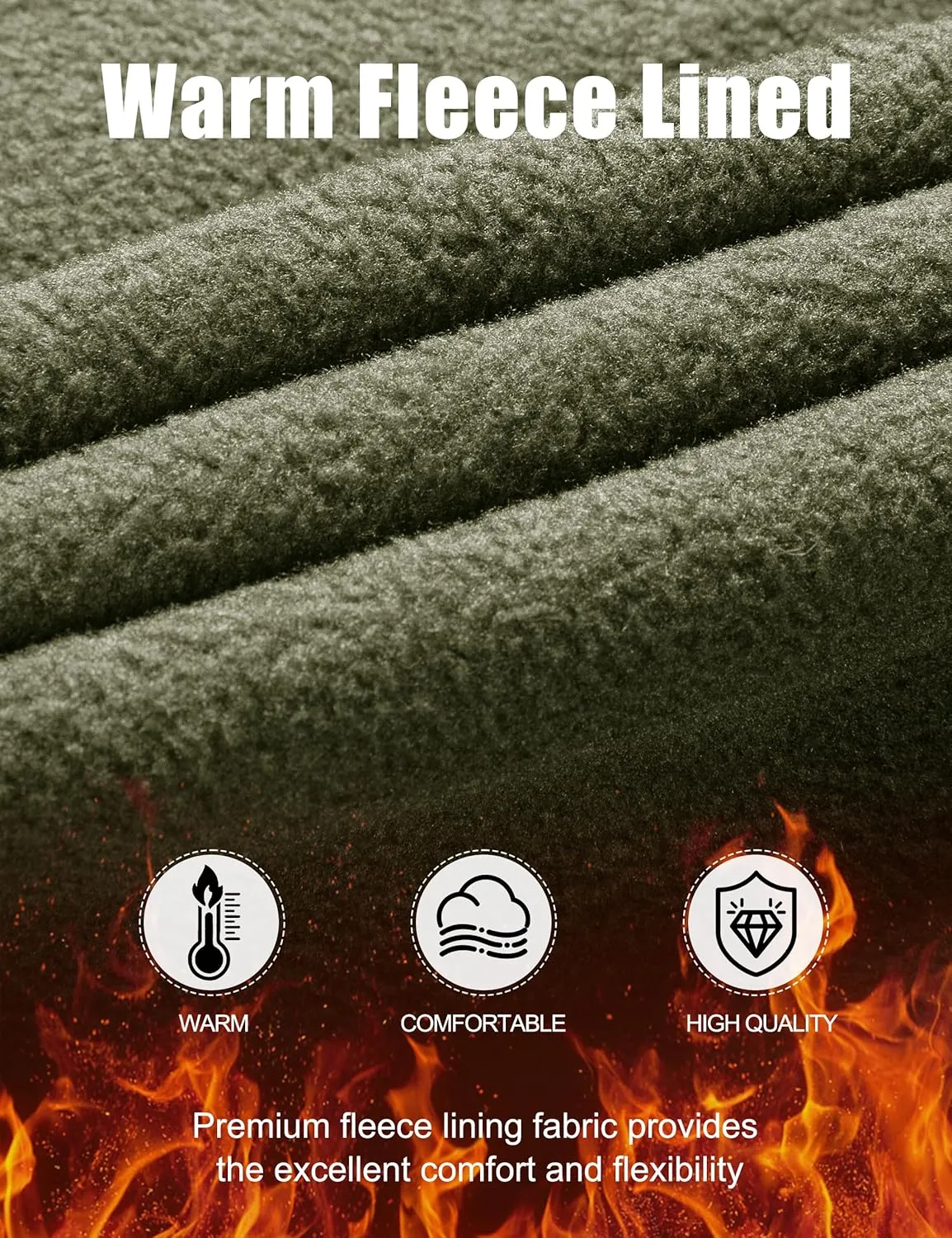 FREE SOLDIER Men's Fleece Lined Outdoor Cargo Hiking Pants Water Repellent Softshell Snow Ski Pants with Zipper Pockets