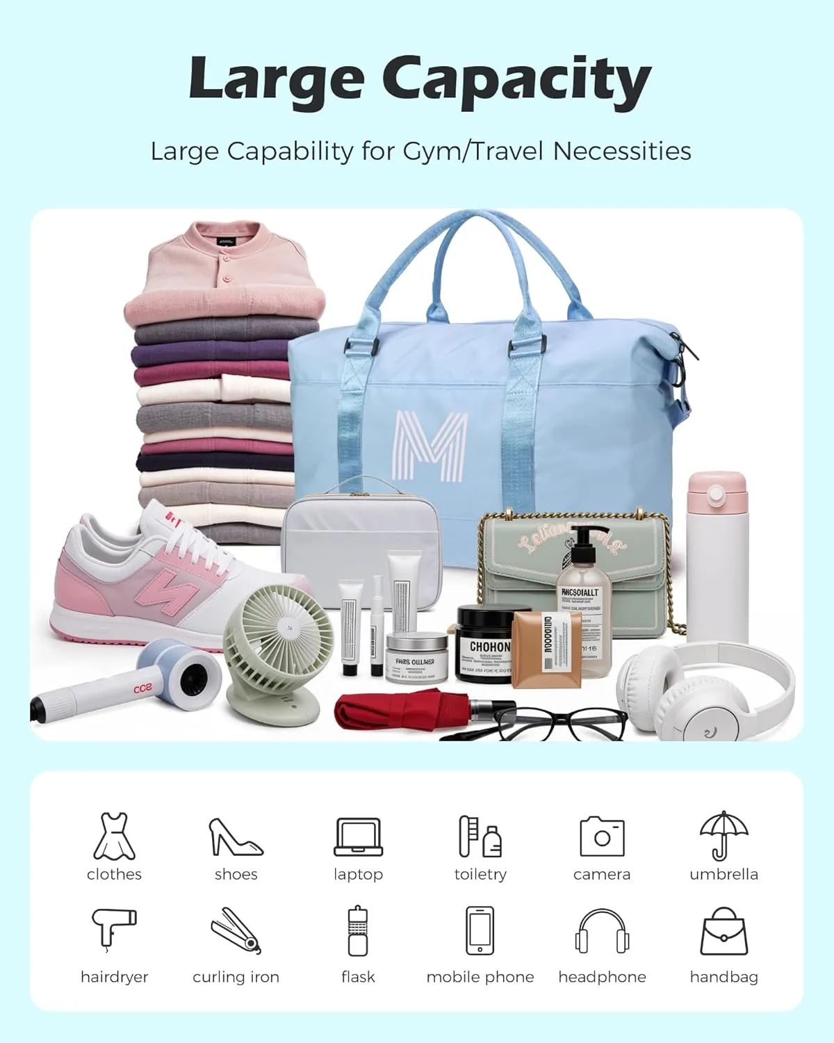 Friend Gifts, Initial Travel Duffel Bag, Gym Bag, Duffel Bag,Personalized Weekender Bag，Overnight Bag Friend Wedding Girlfriend Birthday Gifts for Women Gifts for Teen Girls (Letter U)