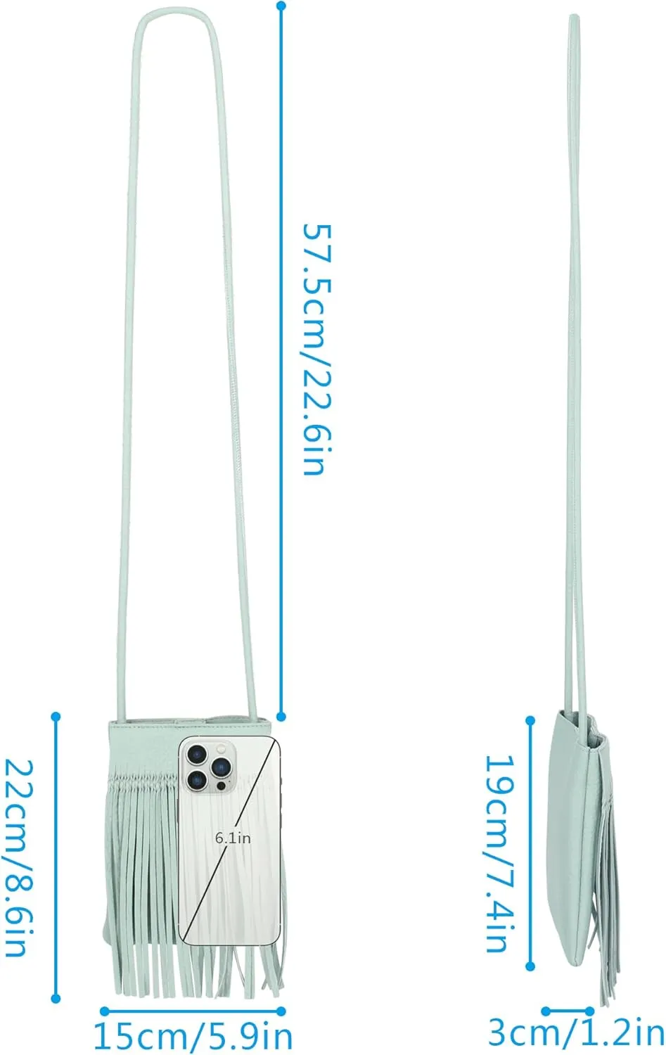 Fringe Crossbody Bag - Small Wallet Phone Bag Faux Soft Leather Shoulder Purse Satchel Sling
