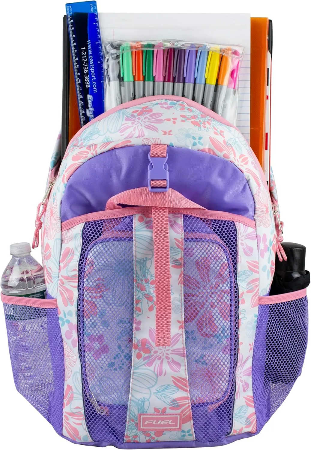 FUEL Lunch Backpack Set Water Resistant Dome Bookbag Bag Soft Reusable Insulated Cooler Lunch Box Thermal Travel Office Lunch Bag, Floral