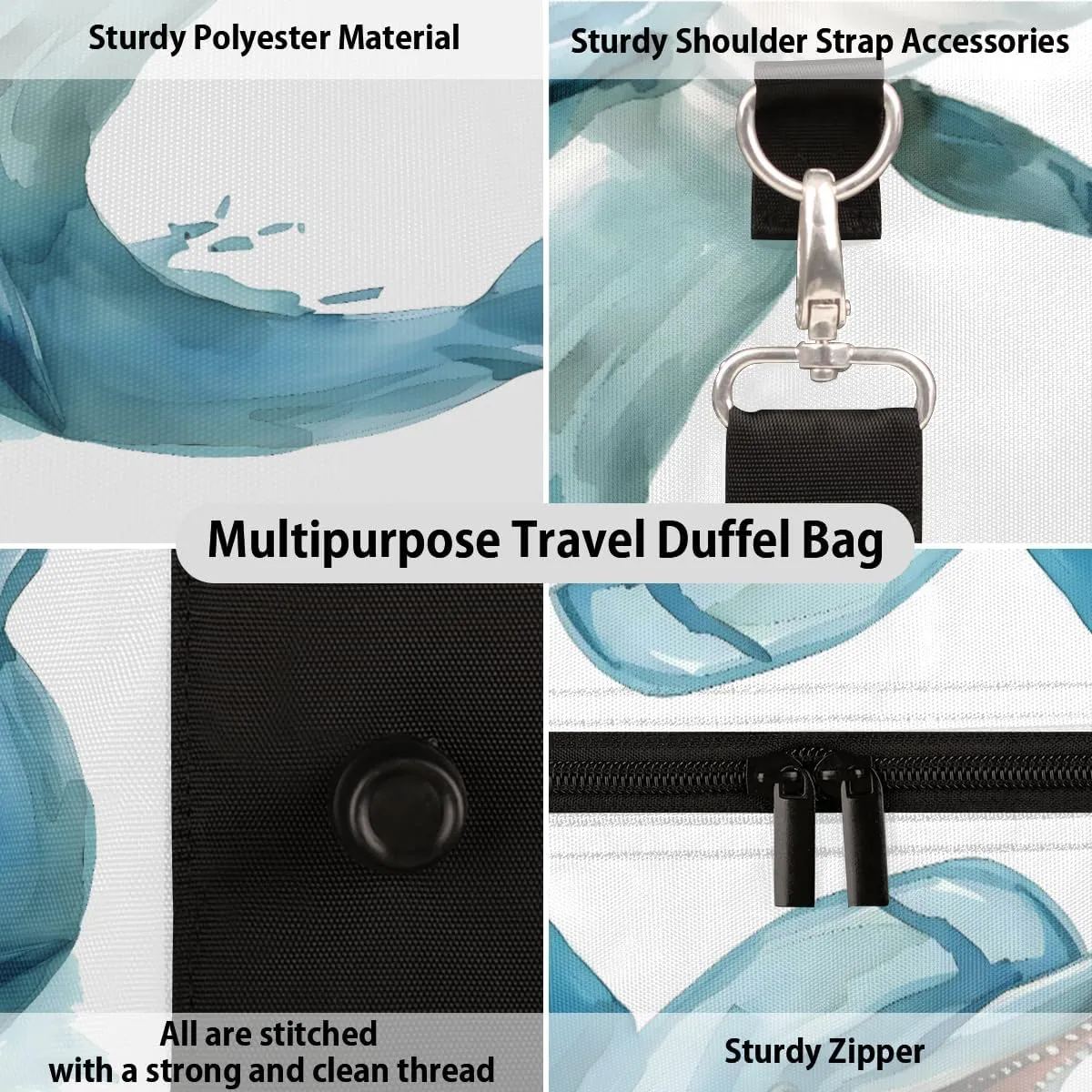 Funny Dolphin Travel Duffle Bag, Sports Gym Bags for Women Men, Carry On Weekender Overnight Workout Airplane Trips Bag