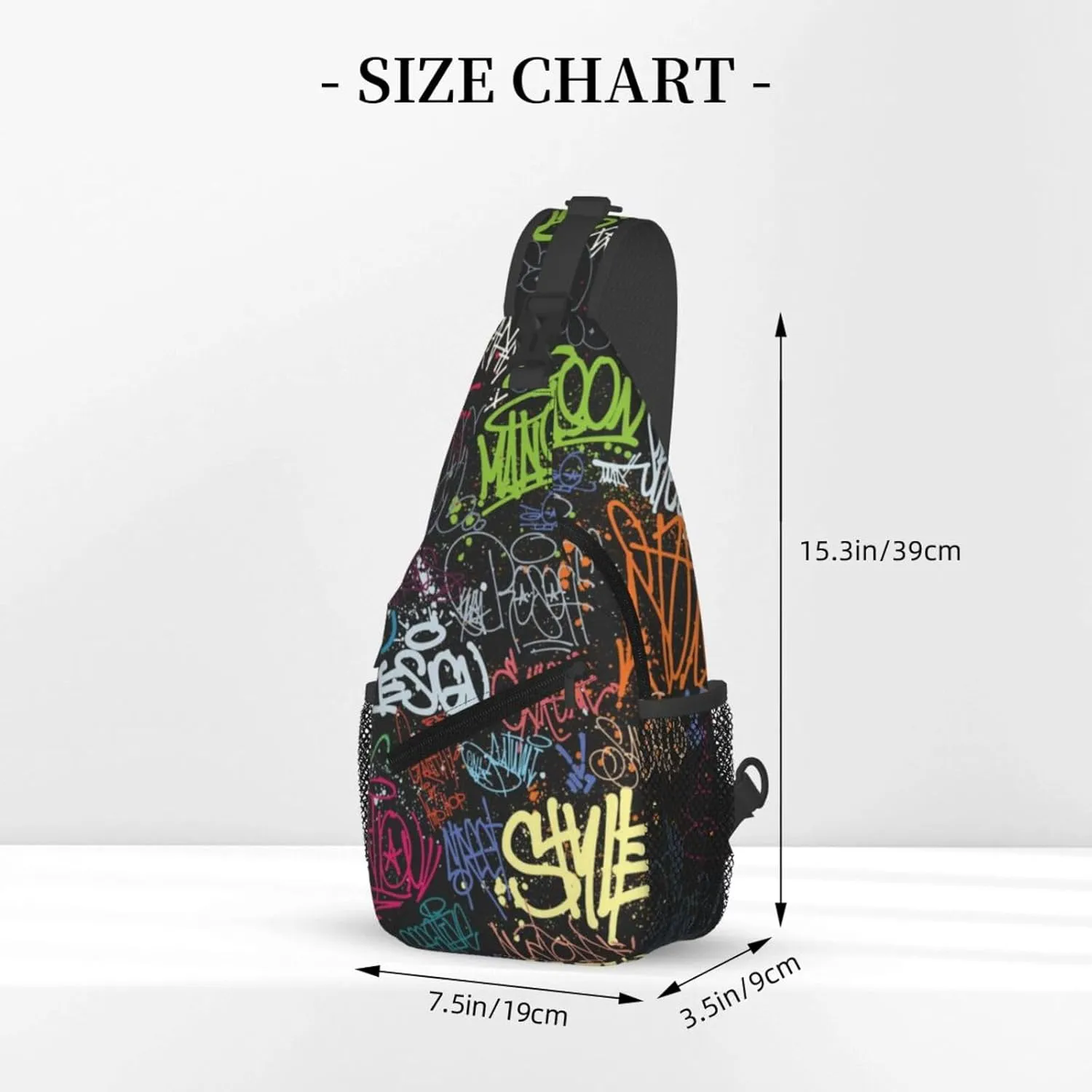 Funny Graffiti Sling Backpack,Travel Hiking Daypack Colorful Graffiti Art Crossbody Shoulder Bag for Women Men