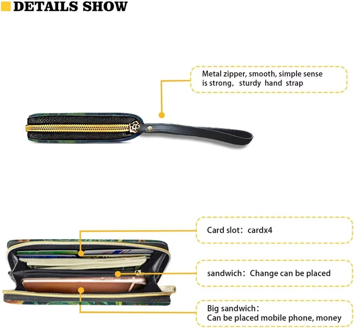 Funny Otter Wallet for Women Long Zipper Leather RFID Blocking Clutch Bag Card Holder Purse Handbag with Wrist Strap
