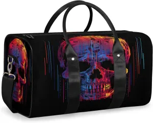 Funny Skull Skeleton Travel Duffle Bag, Sports Gym Bags for Women Men, Carry On Weekender Overnight Workout Airplane Trips Bag