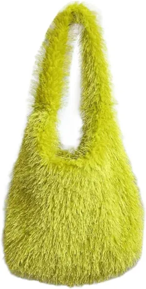 Furry Tote Bag for Women Faux Fur Shoulder Bag Y2k Purse Fluffy Large Fuzzy Handbags Cute Solid Top Handle Satchels