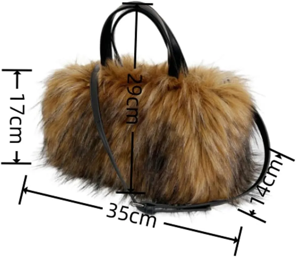 Furry Tote Bag for Women Faux Fur Shoulder Crossbody Bag Y2k Purse Fluffy Large Fuzzy Handbags Soft Top Handle Satchels