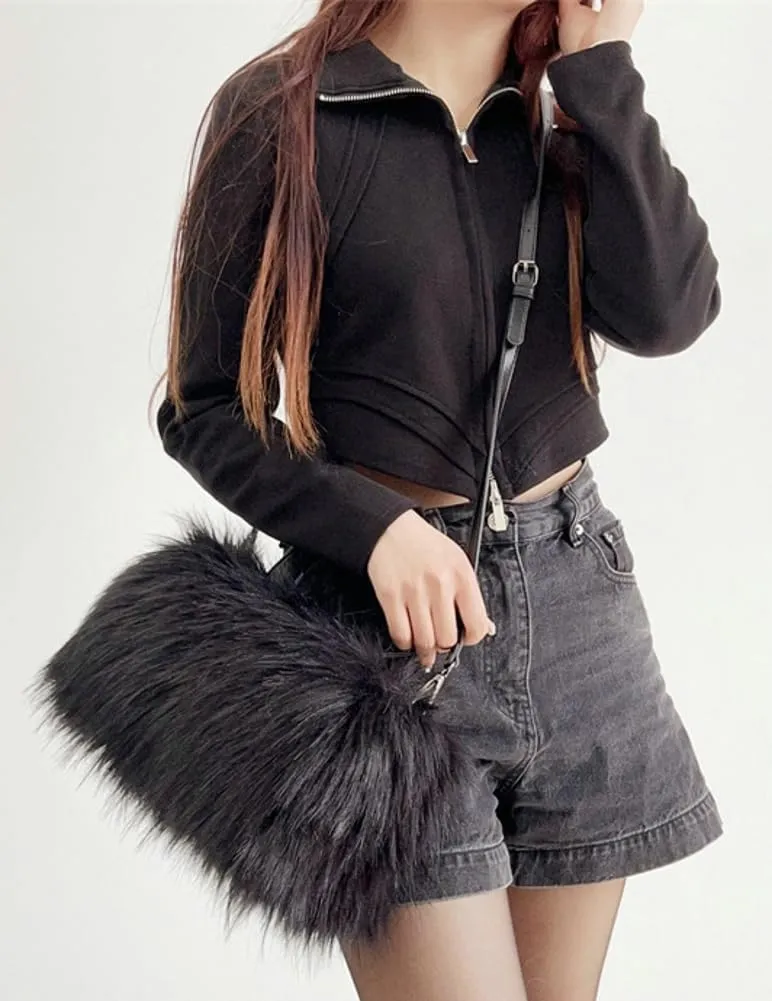 Furry Tote Bag for Women Faux Fur Shoulder Crossbody Bag Y2k Purse Fluffy Large Fuzzy Handbags Soft Top Handle Satchels