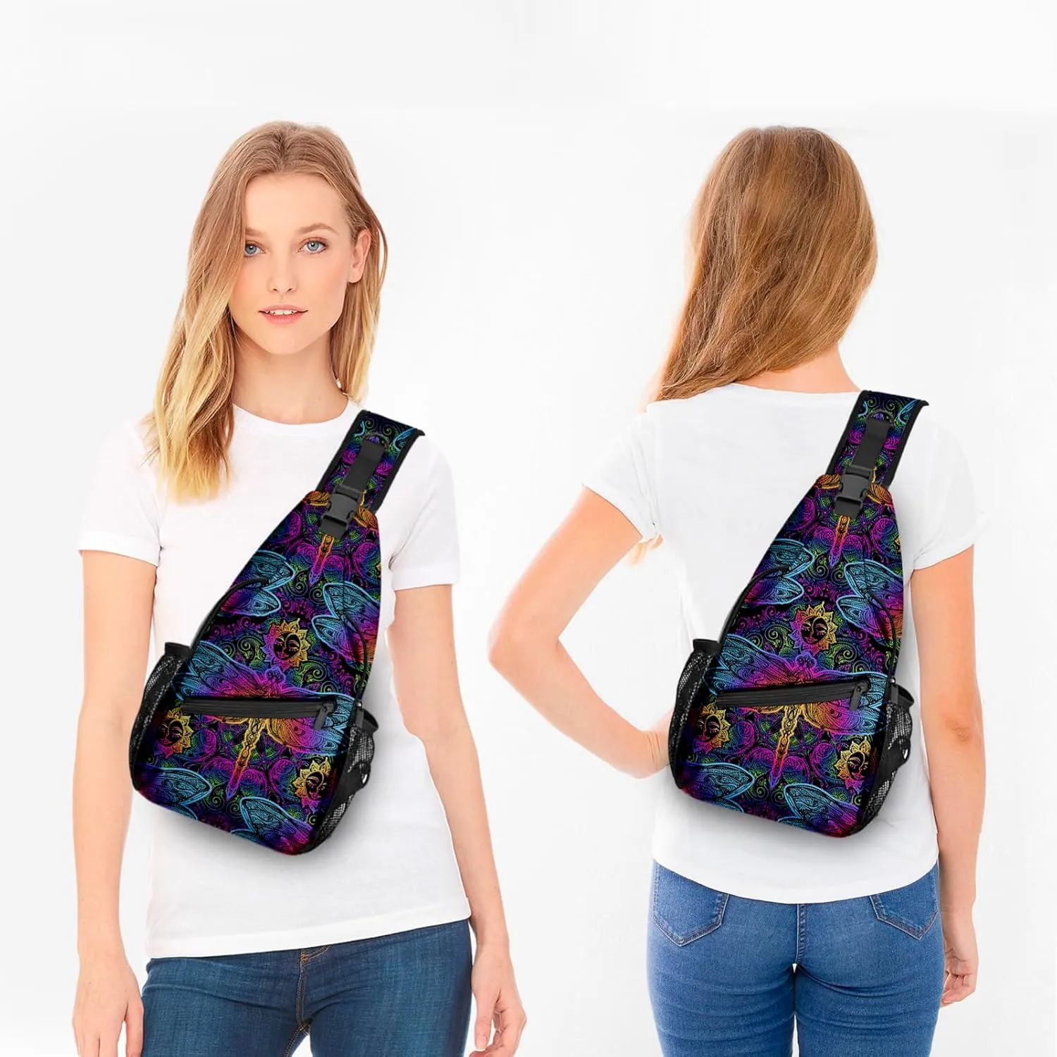 FyLybois Dragonfly Sling Bag Crossbody Travel Hiking Bags Mini Chest Backpack Casual Shoulder Daypack for Women Men with Strap Lightweight Outdoor Sport Climbing Runners