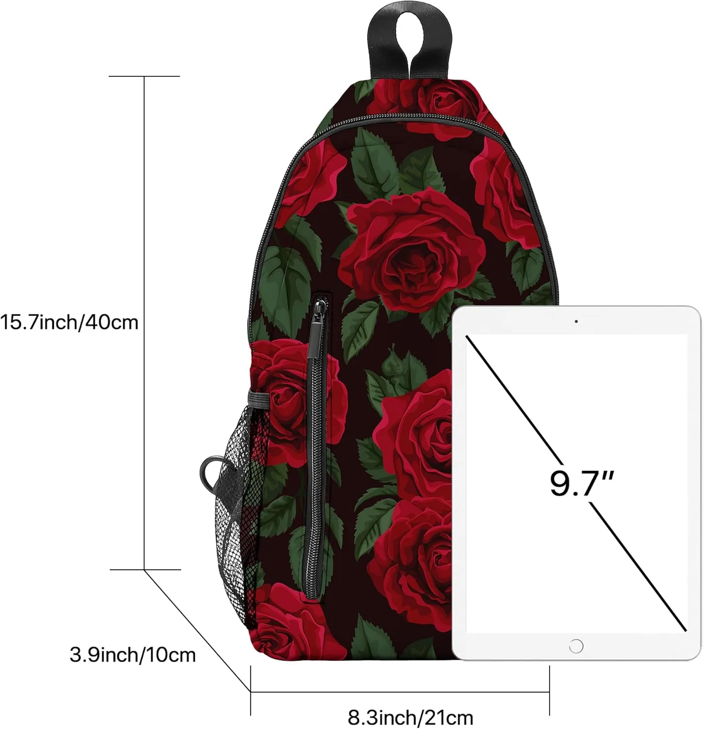 FyLybois Rose Sling Bag Travel Crossbody Backpack for Women Casual Chest Bags for Running Hiking Cycling