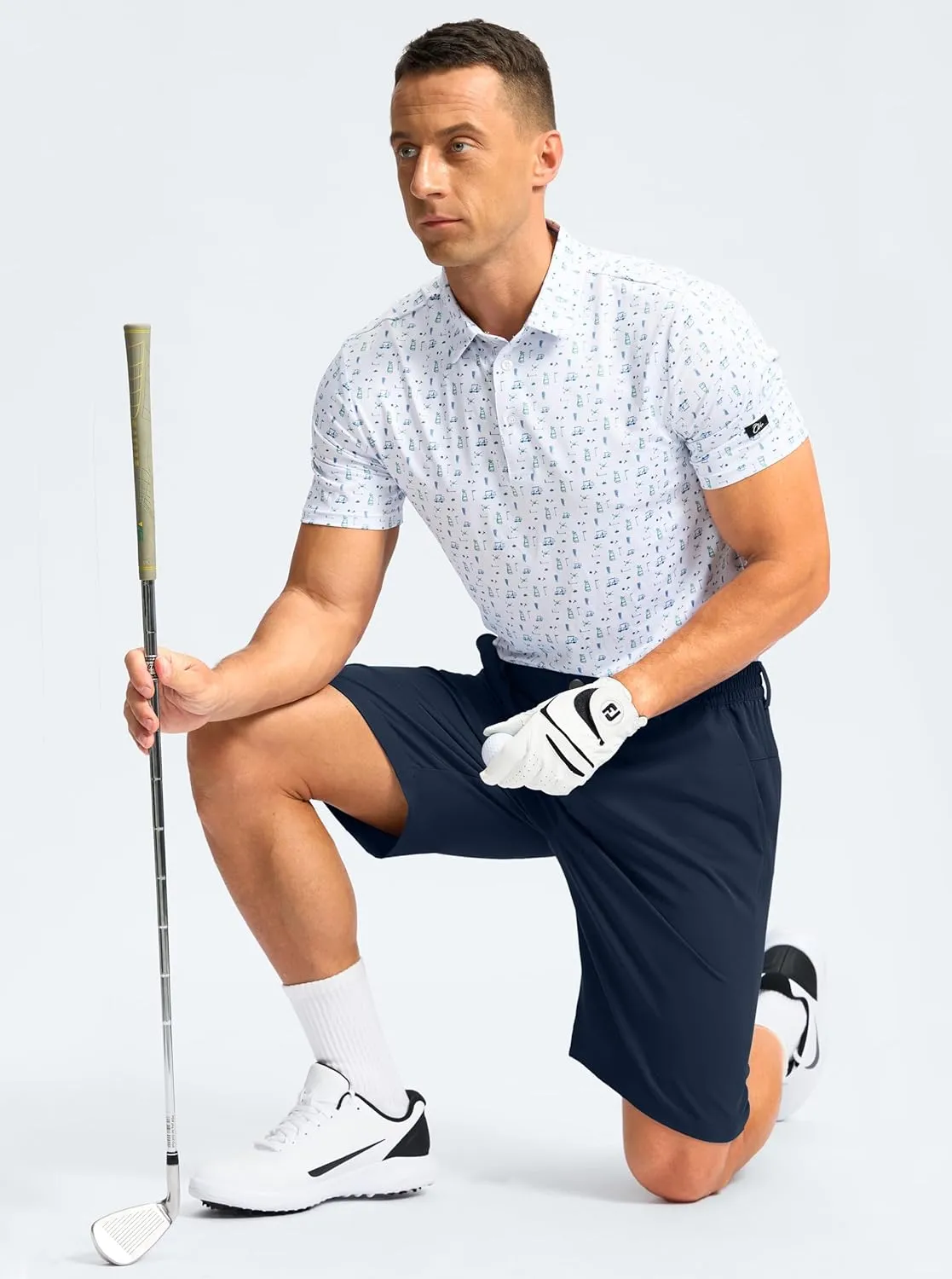 G Gradual Men's Casual Shorts 9" Lightweight Golf Shorts for Men Stretch with 3 Pockets Quick Dry Breathable Work Shorts
