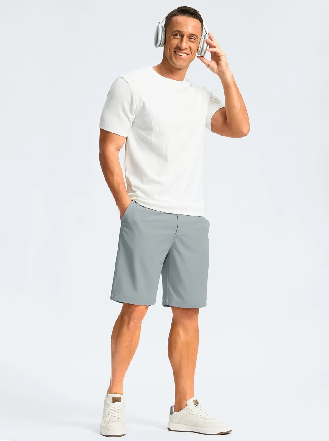G Gradual Men's Casual Shorts 9" Lightweight Golf Shorts for Men Stretch with 3 Pockets Quick Dry Breathable Work Shorts