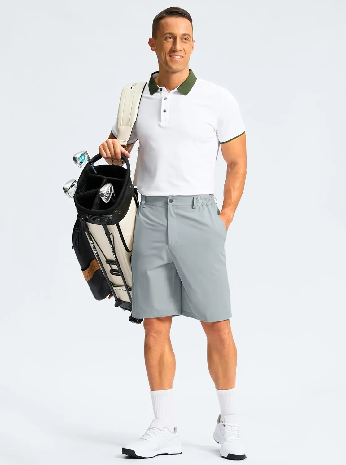 G Gradual Men's Casual Shorts 9" Lightweight Golf Shorts for Men Stretch with 3 Pockets Quick Dry Breathable Work Shorts