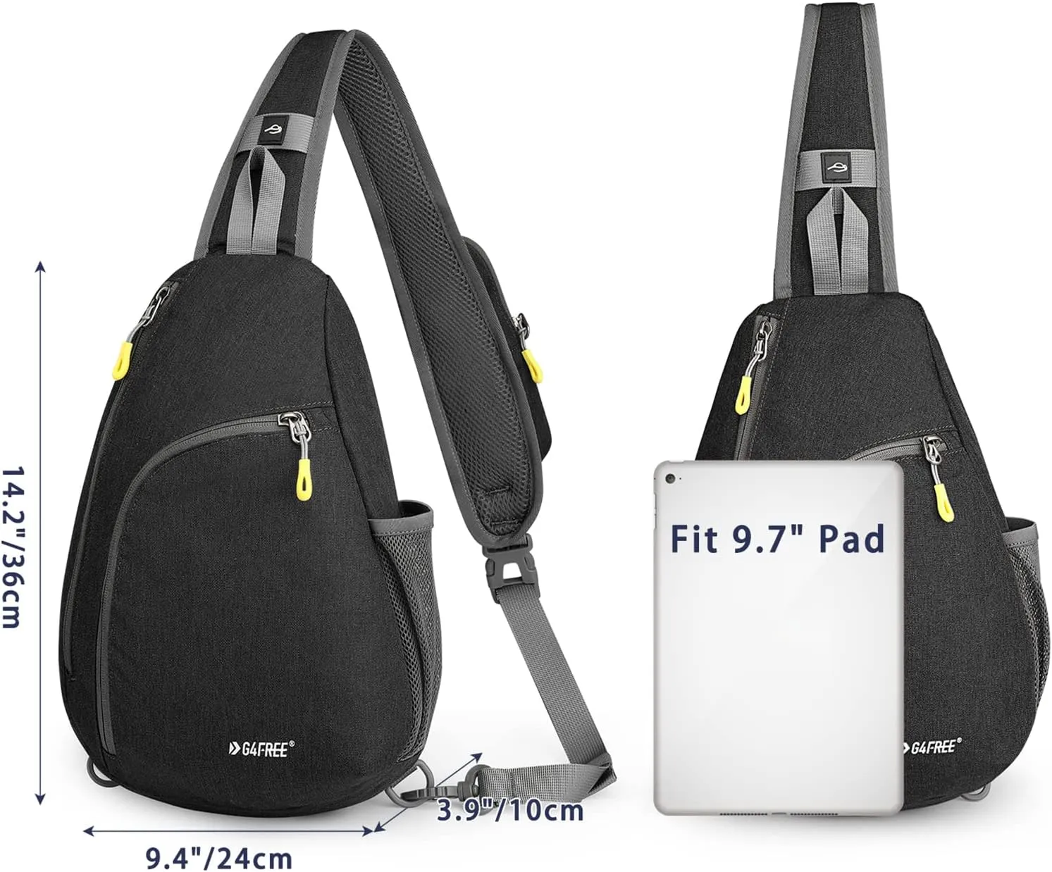 G4Free RFID Sling Bag Crossbody Backpack Casual Chest Shoulder Daypack Gym Bag for Hiking Travel 7L(Dark Gray)