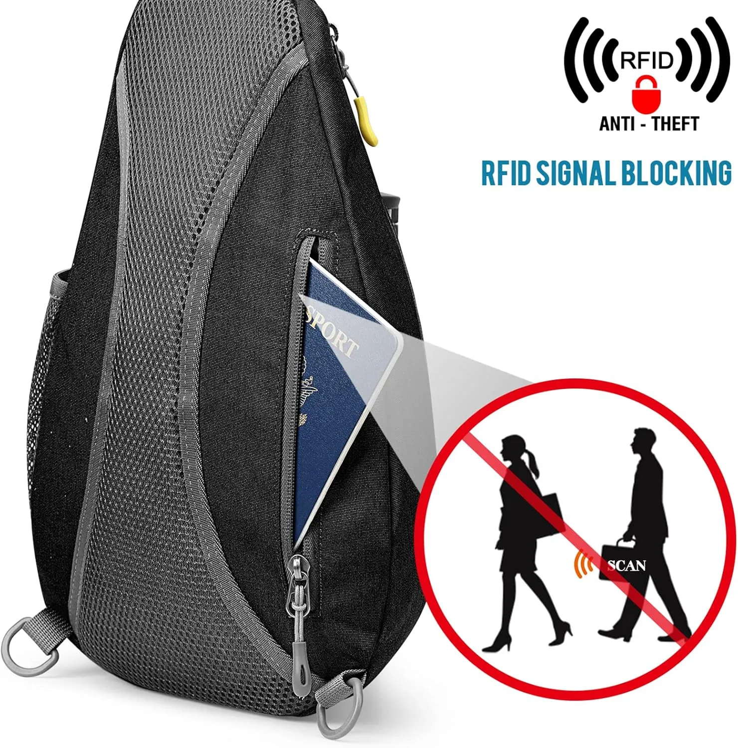 G4Free RFID Sling Bag Crossbody Backpack Casual Chest Shoulder Daypack Gym Bag for Hiking Travel 7L(Dark Gray)