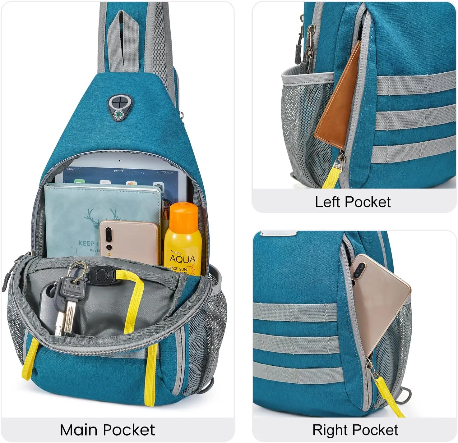 G4Free Sling Bag RFID Blocking Crossbody Backpack Travel Chest Bag Hiking Daypack for Women Men Outdoor Sports