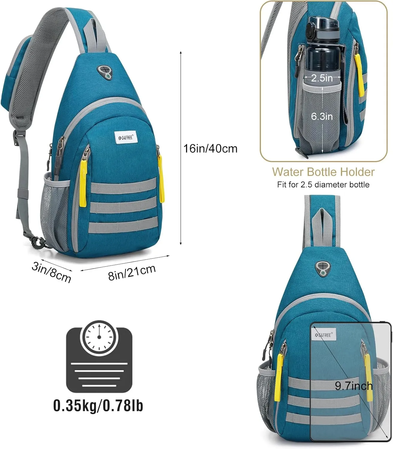 G4Free Sling Bag RFID Blocking Crossbody Backpack Travel Chest Bag Hiking Daypack for Women Men Outdoor Sports