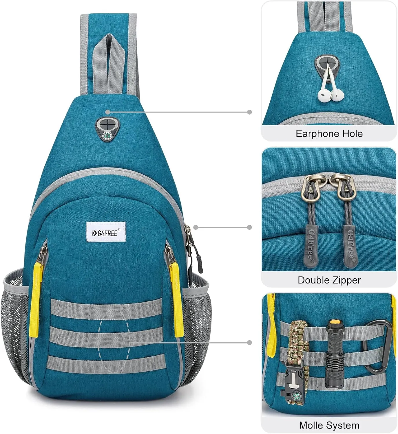 G4Free Sling Bag RFID Blocking Crossbody Backpack Travel Chest Bag Hiking Daypack for Women Men Outdoor Sports
