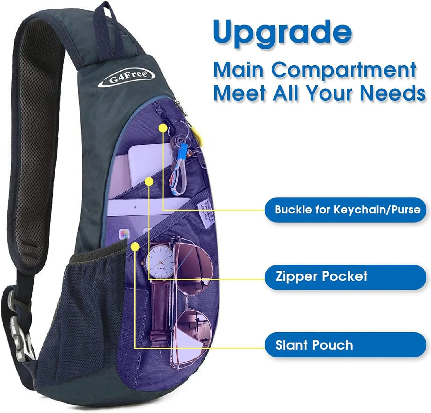 G4Free Sling Bags Men and Women Shoulder Backpack Small Crossbody Chest Sling Backpack (Blue)