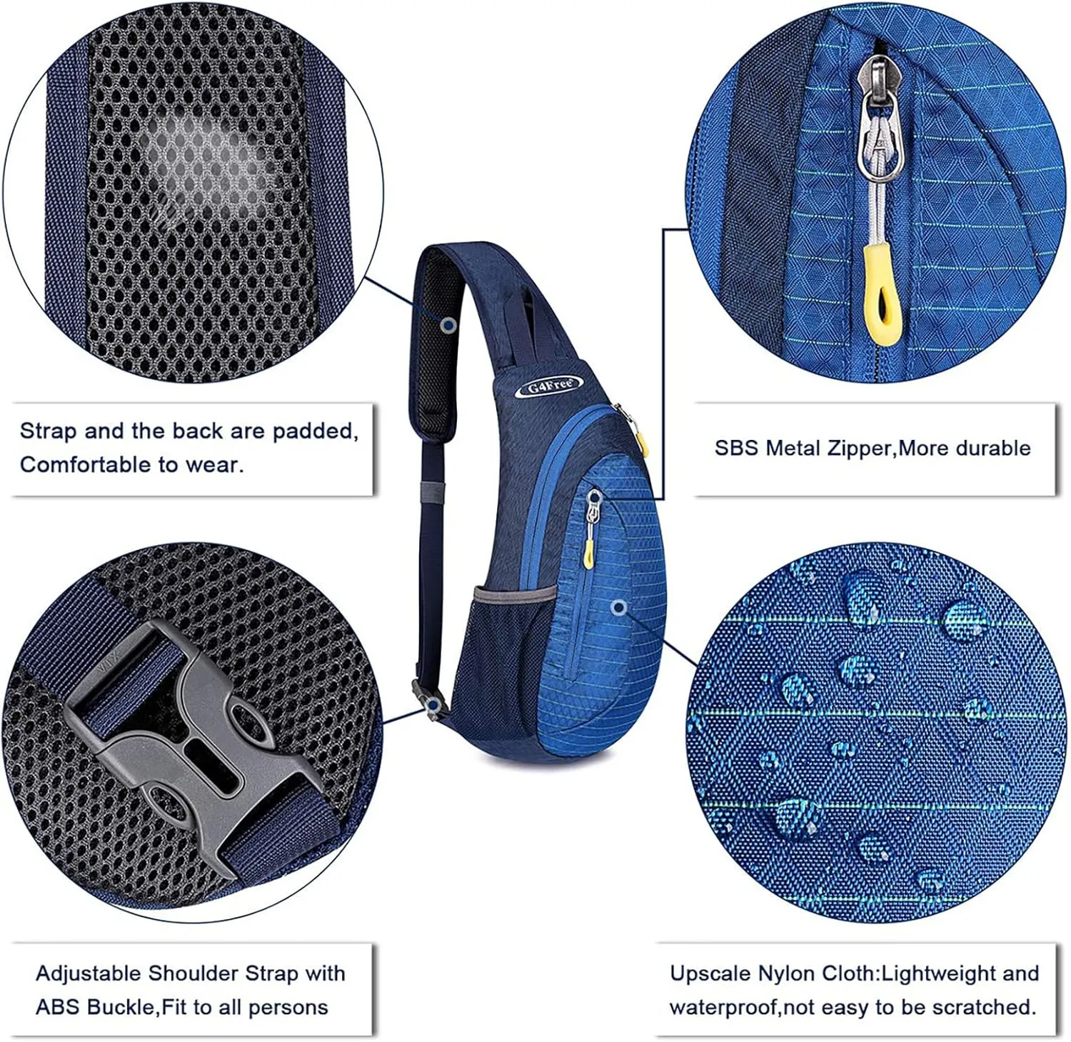 G4Free Sling Bags Men and Women Shoulder Backpack Small Crossbody Chest Sling Backpack (Blue)