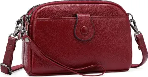 GAEKEAO Crossbody Bags for Women Small Genuine Leather Shoulder Purse Cross Body Bag with Wristlet Top Zipper