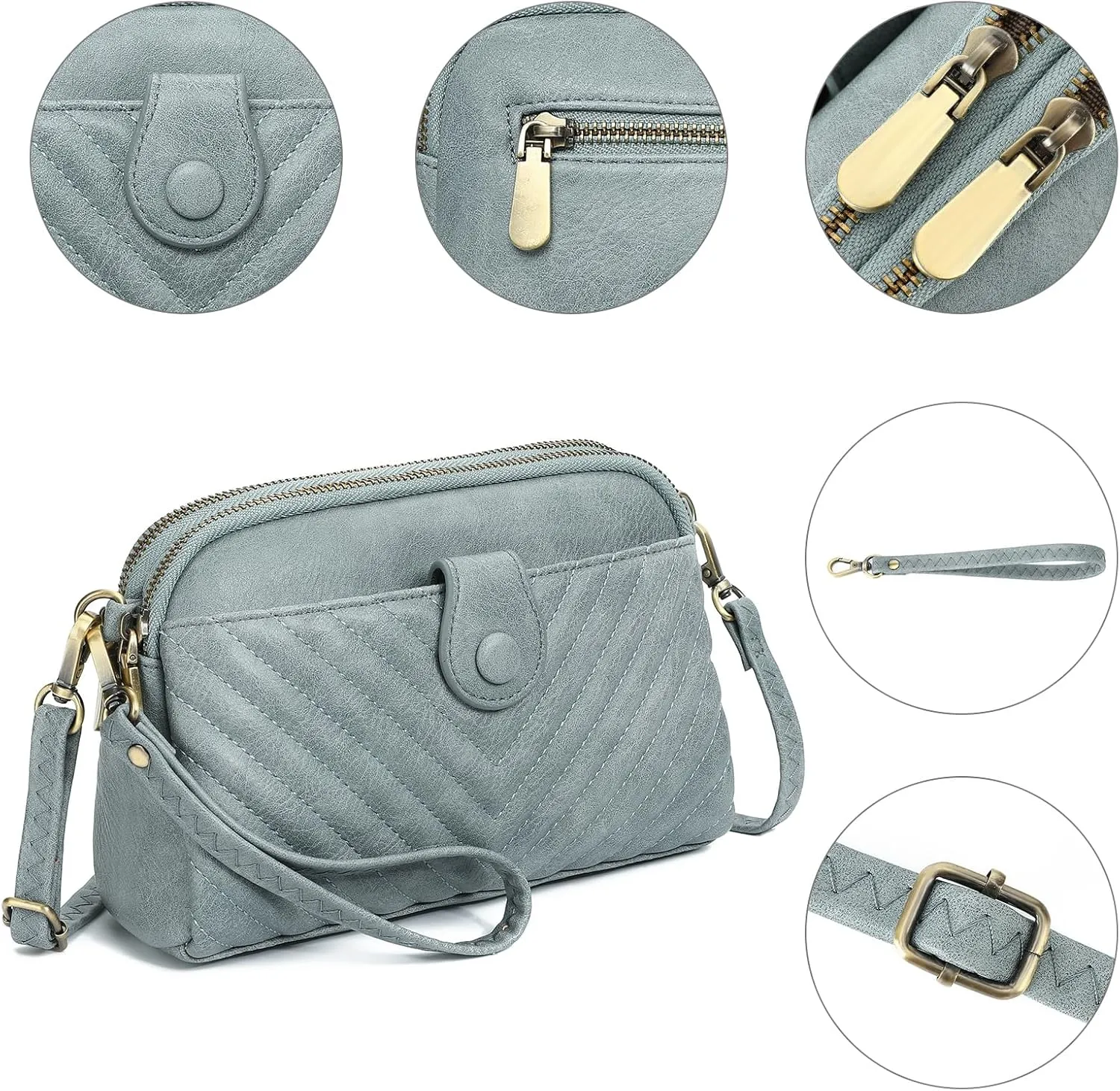 GAEKEAO Crossbody Bags for Women Small Genuine Leather Shoulder Purse Cross Body Bag with Wristlet Top Zipper