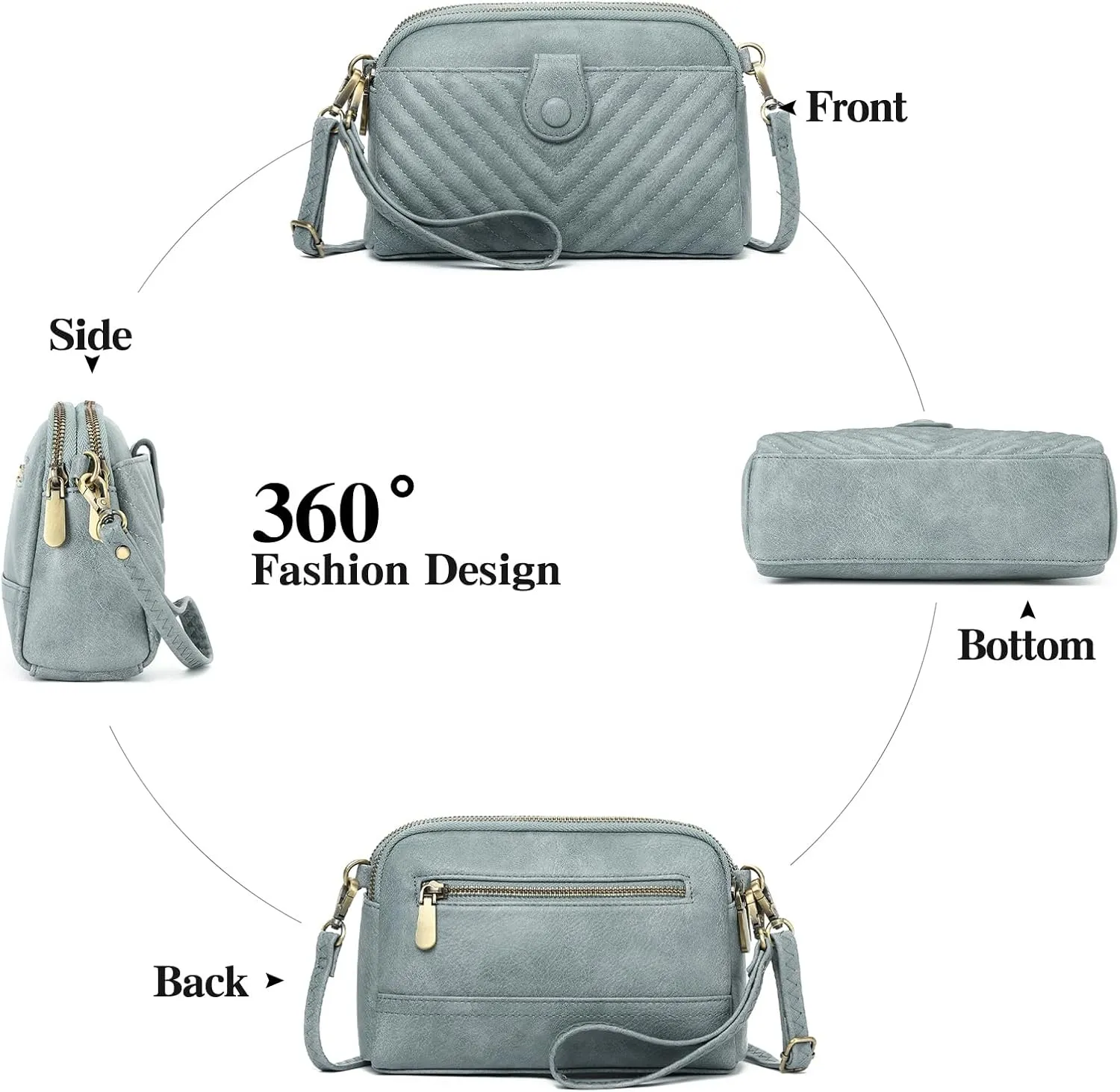 GAEKEAO Crossbody Bags for Women Small Genuine Leather Shoulder Purse Cross Body Bag with Wristlet Top Zipper