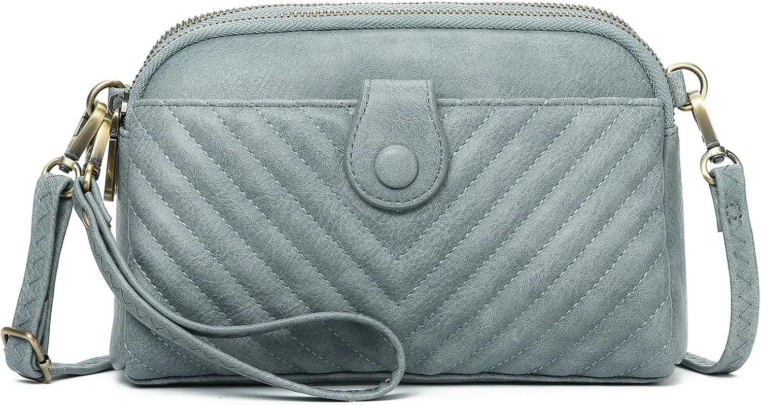 GAEKEAO Crossbody Bags for Women Small Genuine Leather Shoulder Purse Cross Body Bag with Wristlet Top Zipper