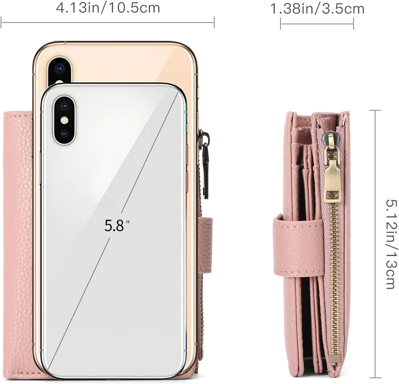 GAEKEAO Small Wallets for Women Leather RFID Blocking Bifold Zipper Pocket Wallet Card Case Purse with ID Window