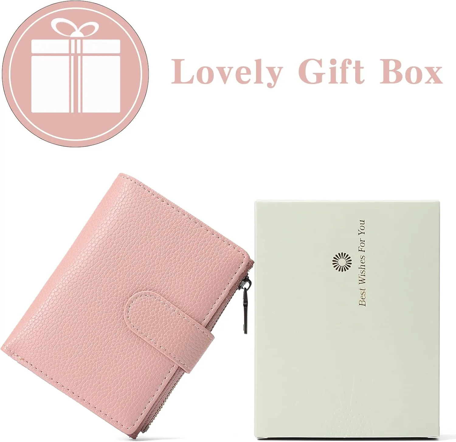 GAEKEAO Small Wallets for Women Leather RFID Blocking Bifold Zipper Pocket Wallet Card Case Purse with ID Window