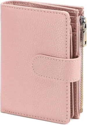 GAEKEAO Small Wallets for Women Leather RFID Blocking Bifold Zipper Pocket Wallet Card Case Purse with ID Window