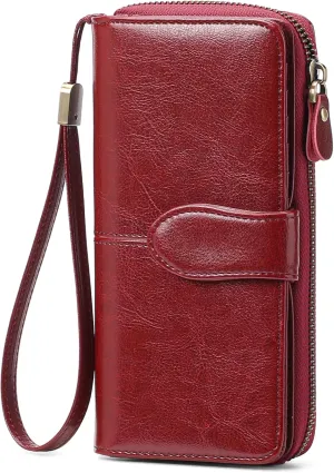 GAEKEAO Wallet for Women Clutch RFID Blocking Leather Wristlet Purse Large Capacity Credit Card Holder Zip Around Wallets