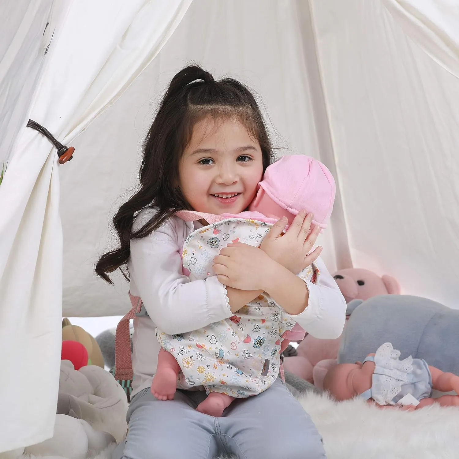 GAGAKU Doll Carrier Soft Cotton Front and Back Carrying with Adjustable Straps for Baby - Rose Garden