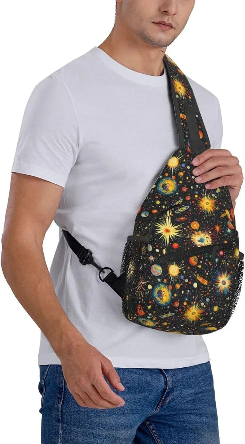 Galaxy Crossbody Sling Backpack Sling Bag Adjustable Chest Shoulder Daypack For Women Men