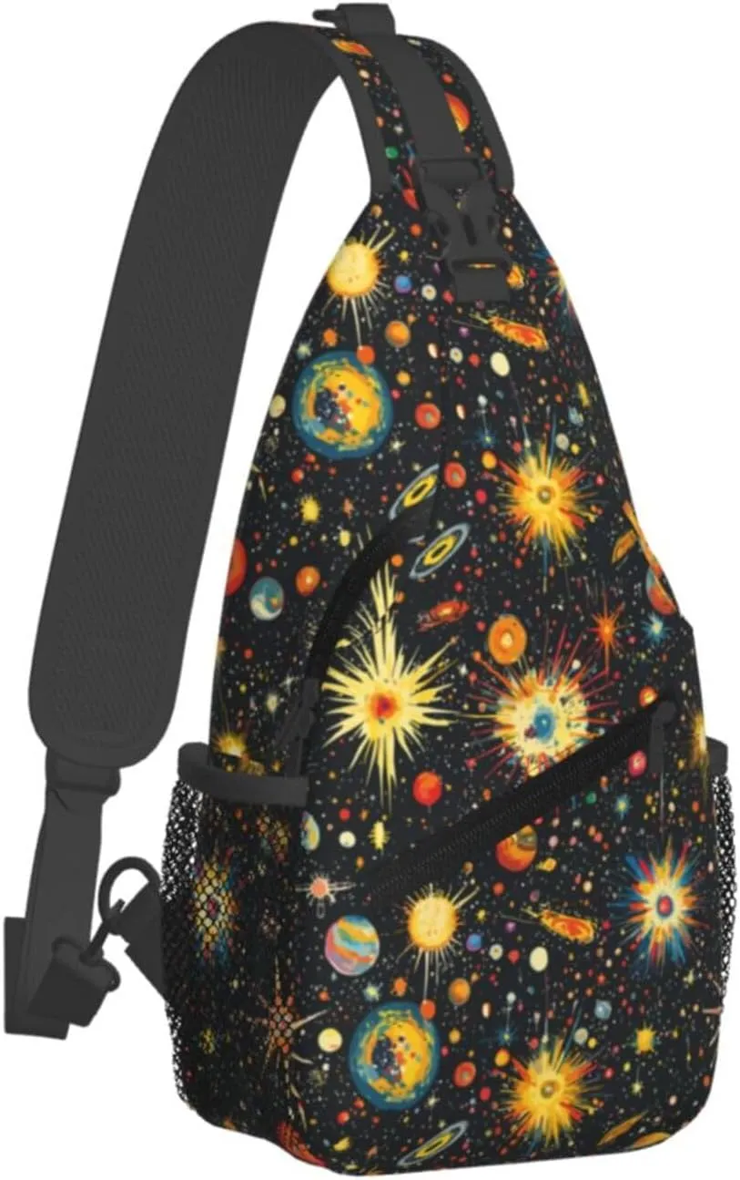Galaxy Crossbody Sling Backpack Sling Bag Adjustable Chest Shoulder Daypack For Women Men