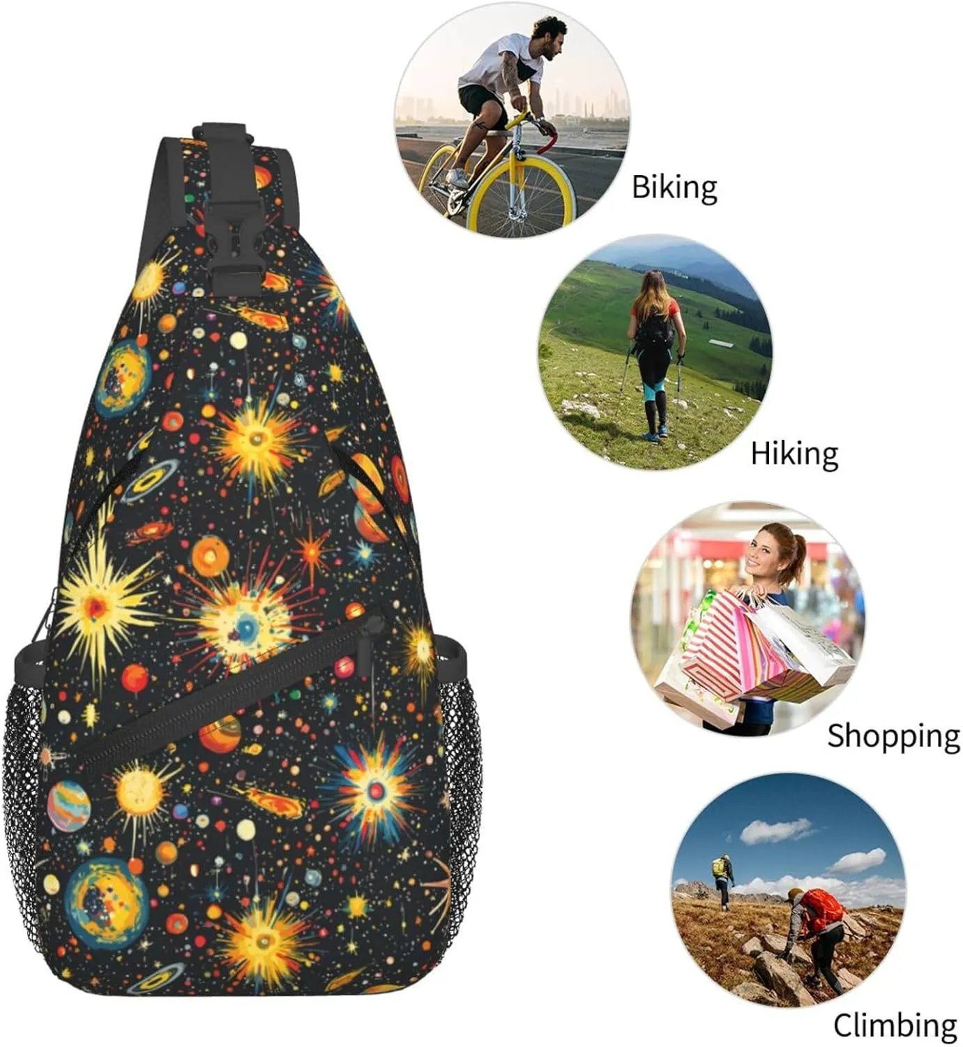 Galaxy Crossbody Sling Backpack Sling Bag Adjustable Chest Shoulder Daypack For Women Men